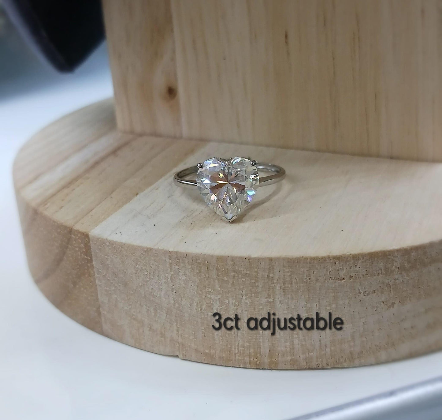 3CT Heart Moissanite Solitaire Engagement/Women's Ring 18K White Gold