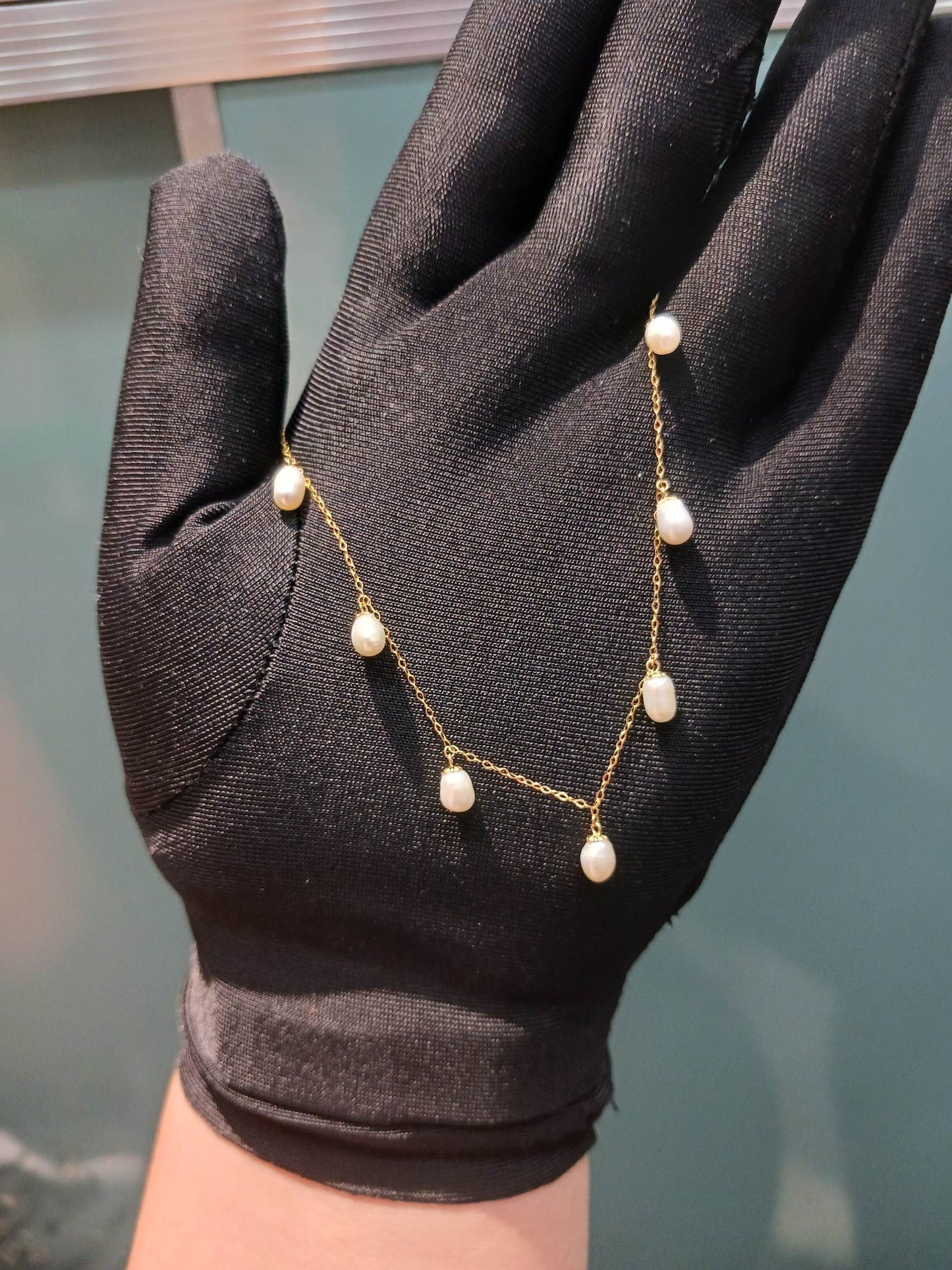 Freshwater Pearl Station Necklace 18K Gold