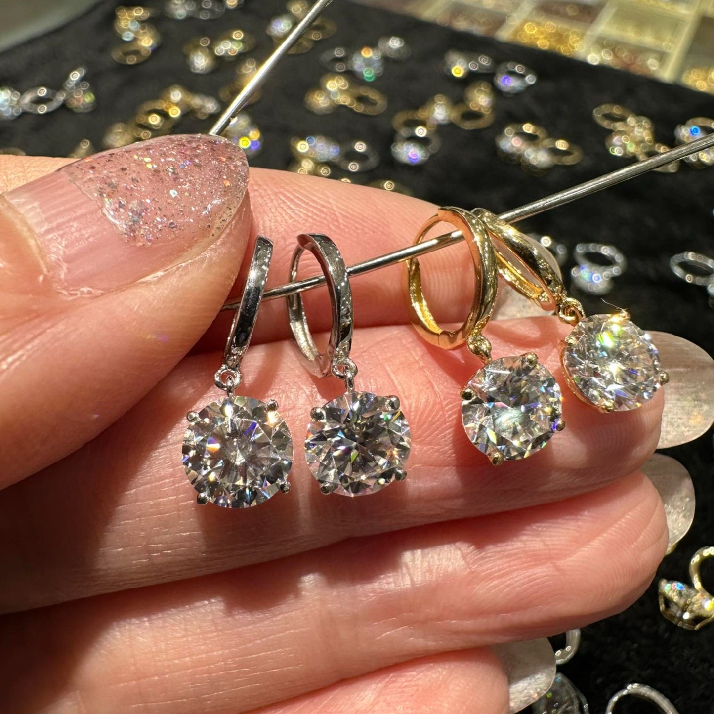 Moissanite dangling earrings