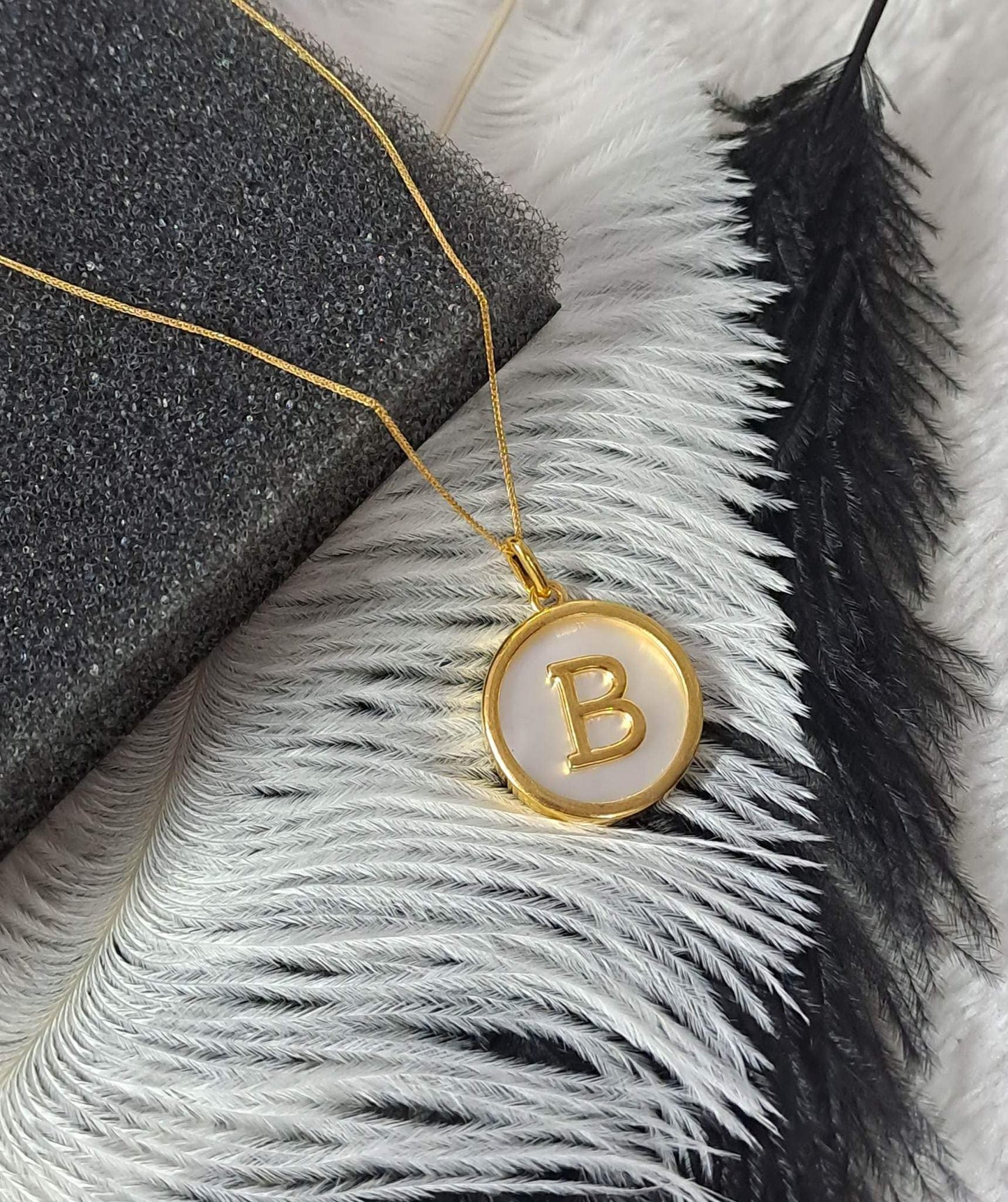 Letter Mother of Pearl Pendant Necklace For Women