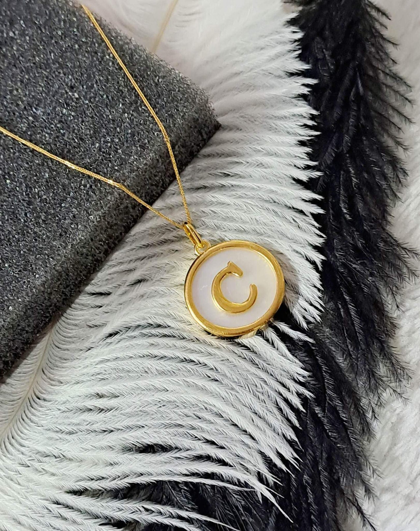 Letter Mother of Pearl Pendant Necklace For Women