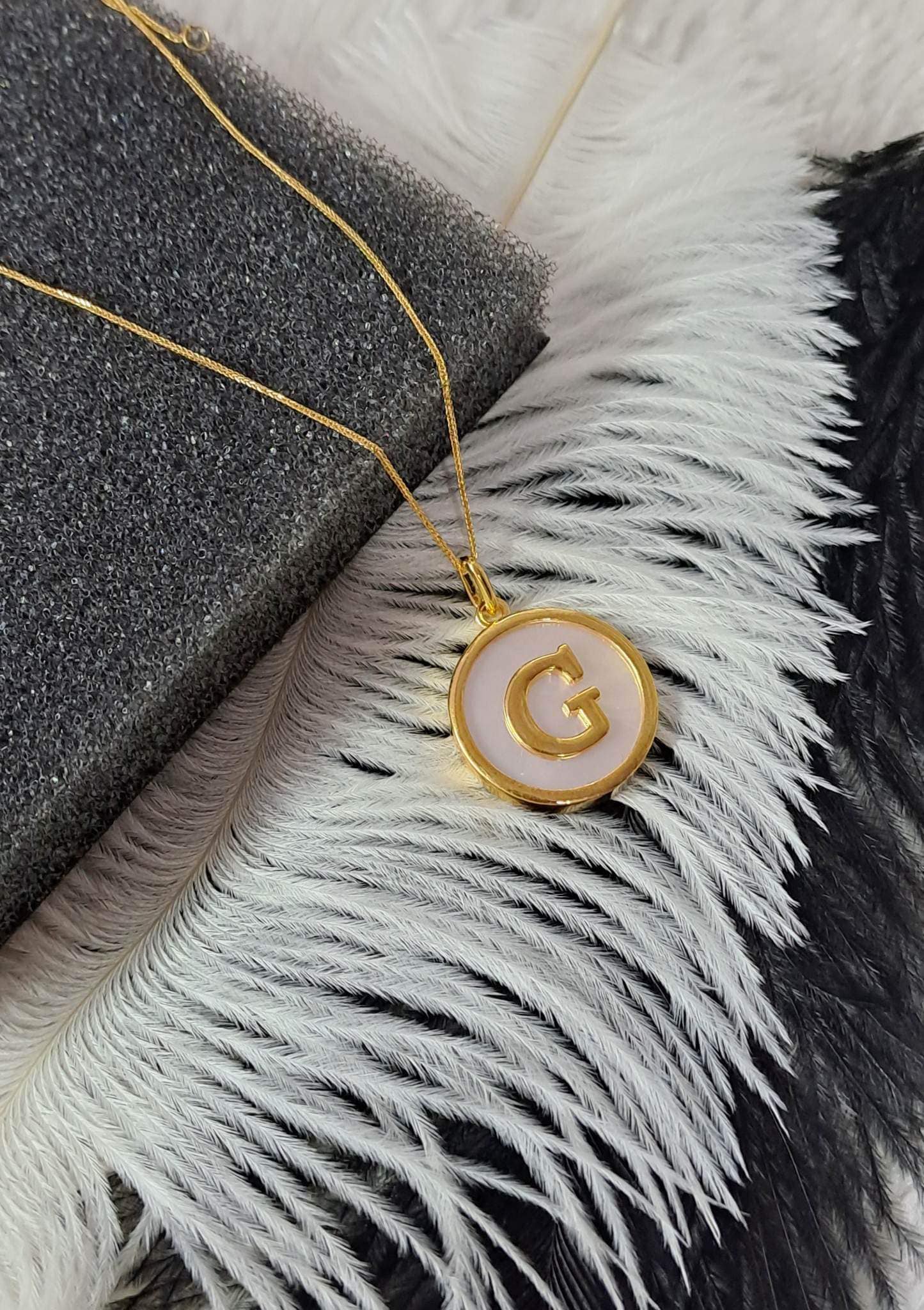 Letter Mother of Pearl Pendant Necklace For Women