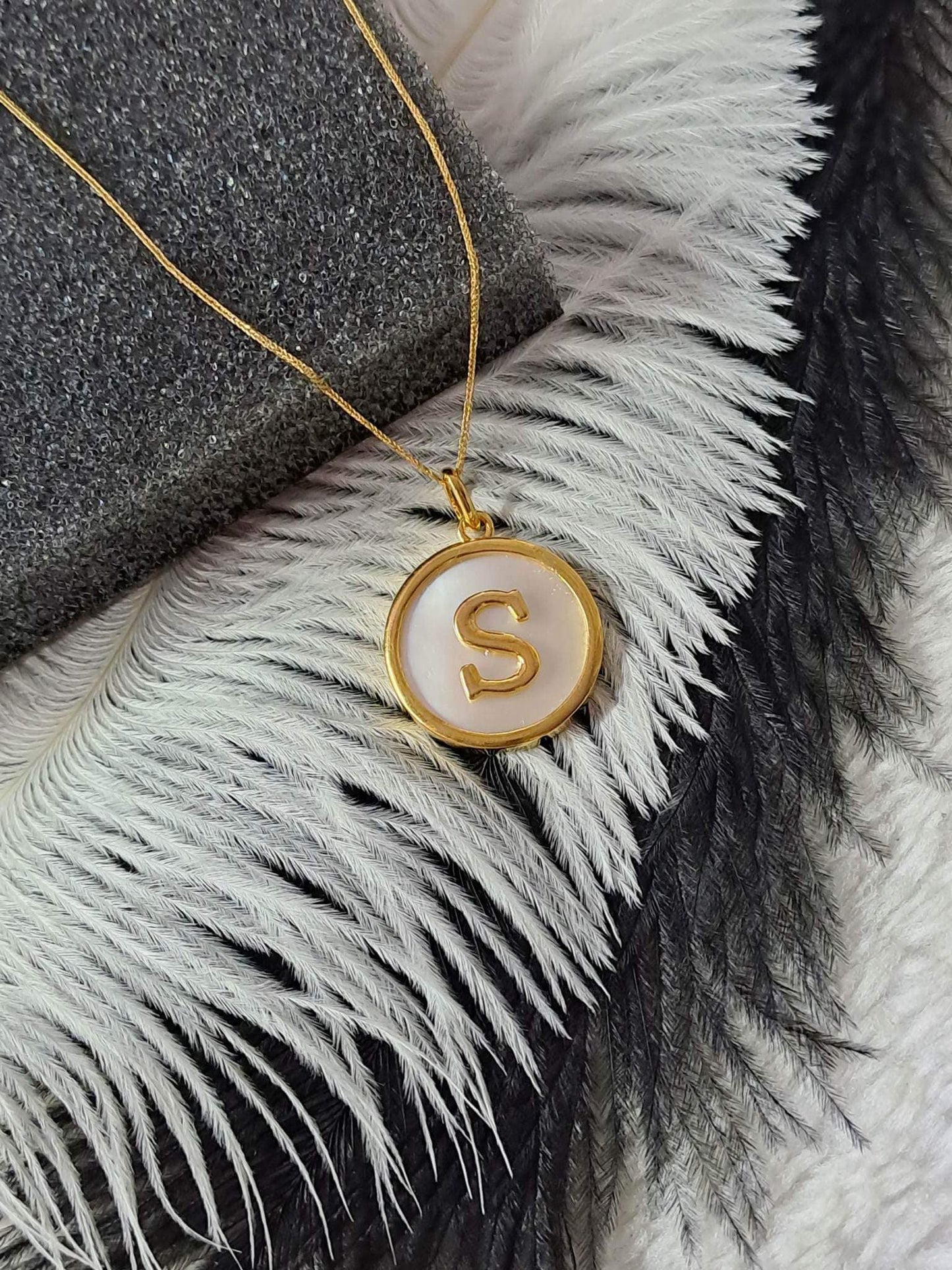 Letter Mother of Pearl Pendant Necklace For Women