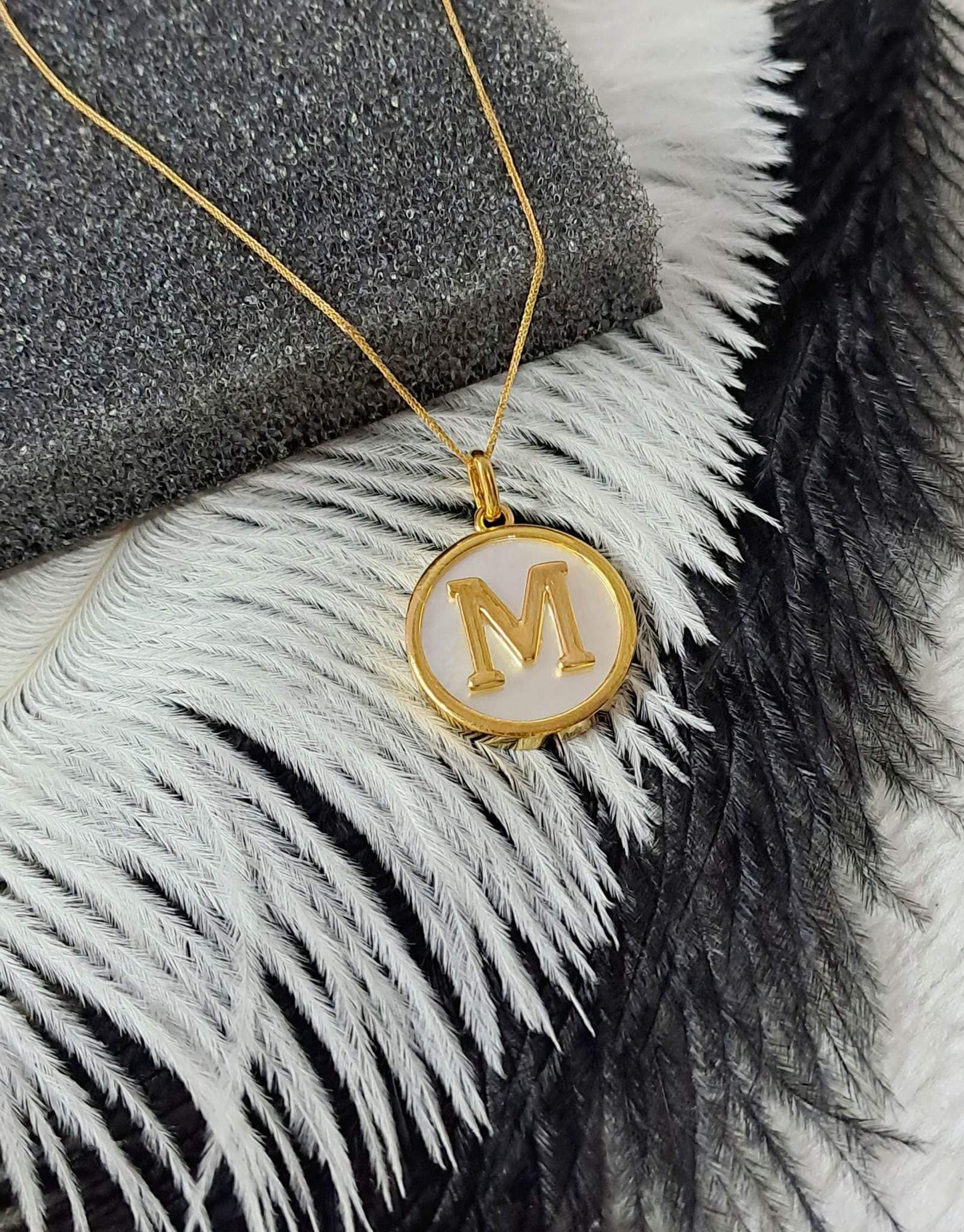 Letter Mother of Pearl Pendant Necklace For Women
