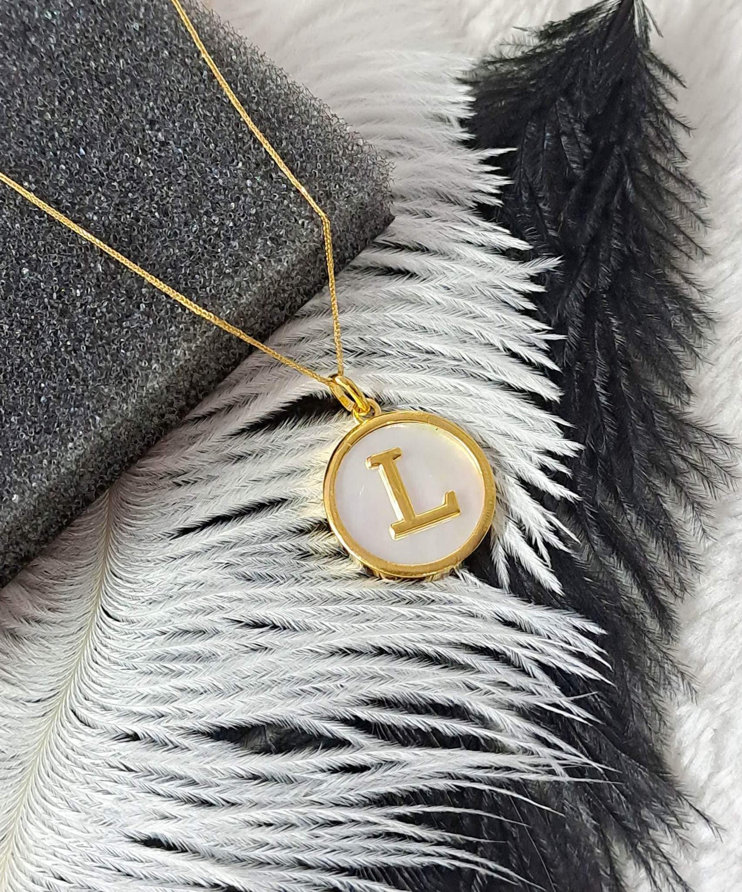 Letter Mother of Pearl Pendant Necklace For Women