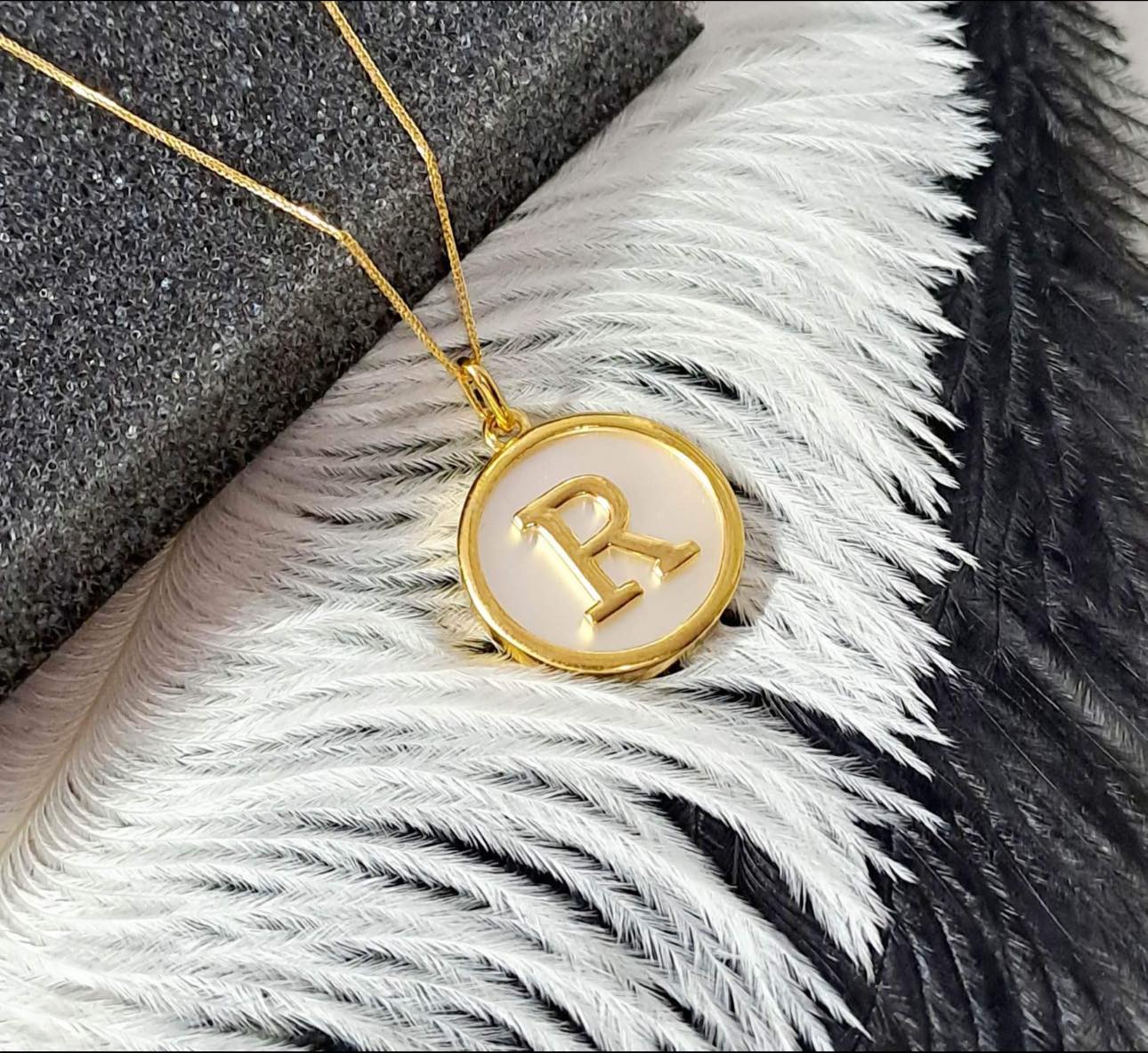 Letter Mother of Pearl Pendant Necklace For Women