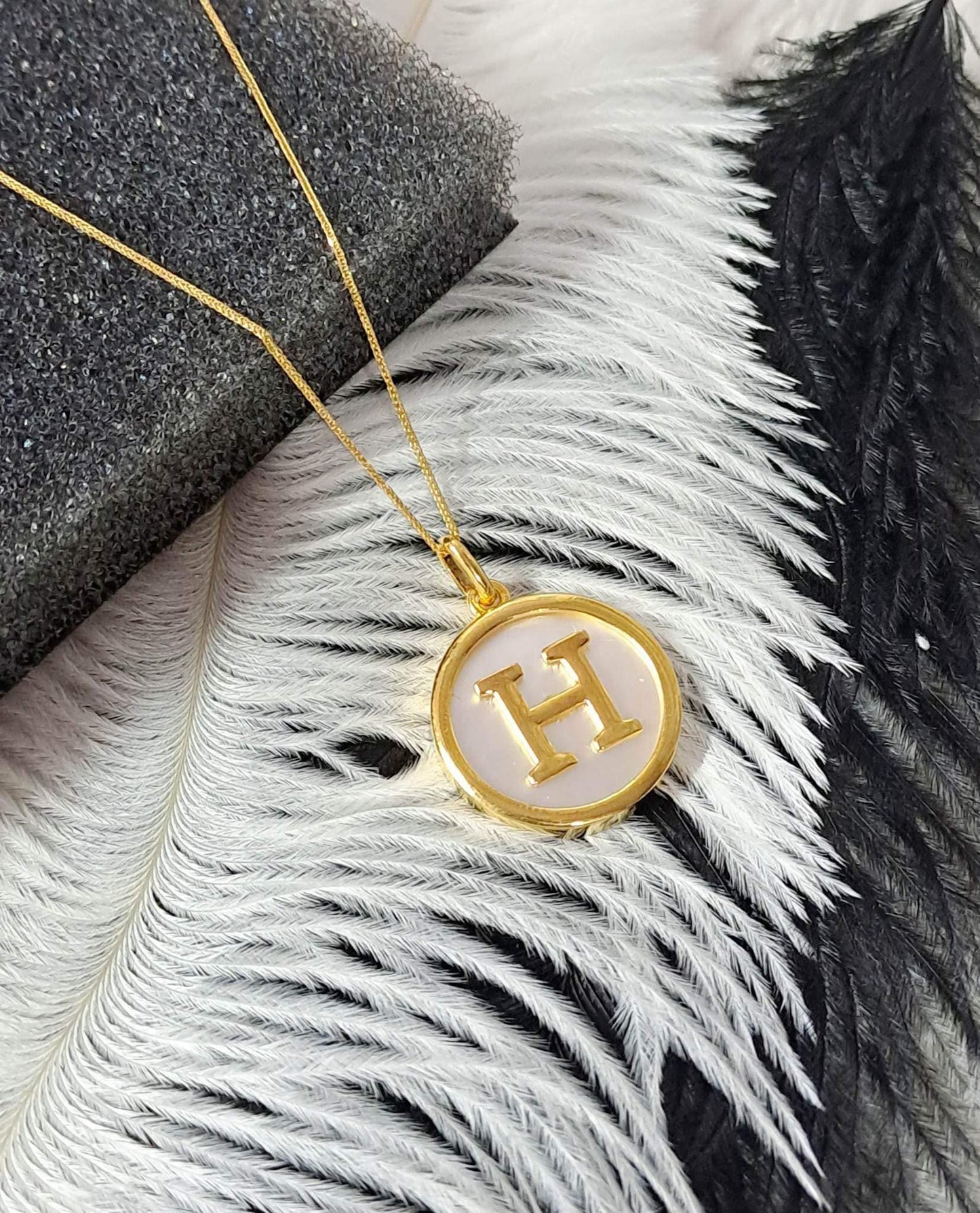 Letter Mother of Pearl Pendant Necklace For Women