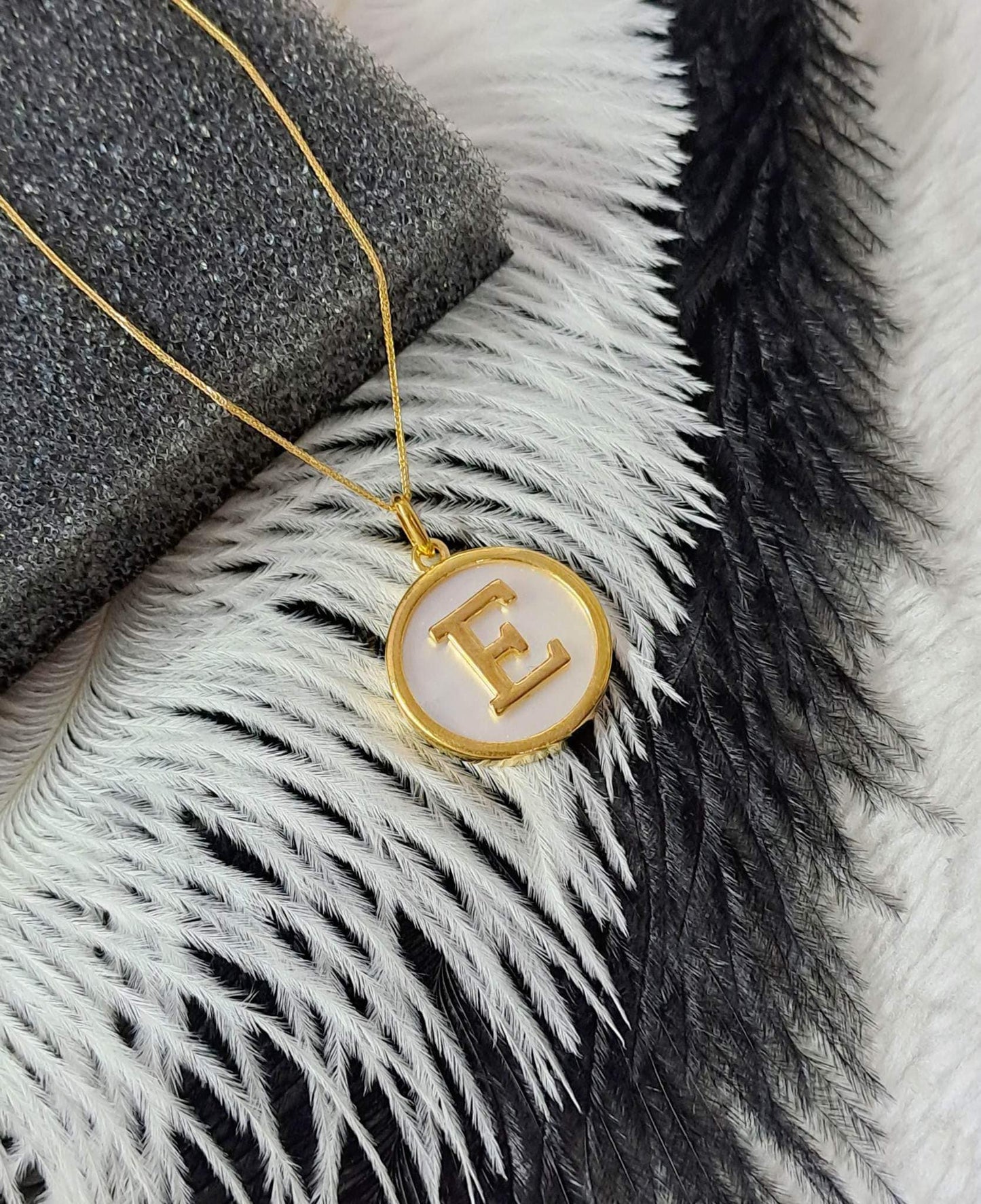 Letter Mother of Pearl Pendant Necklace For Women