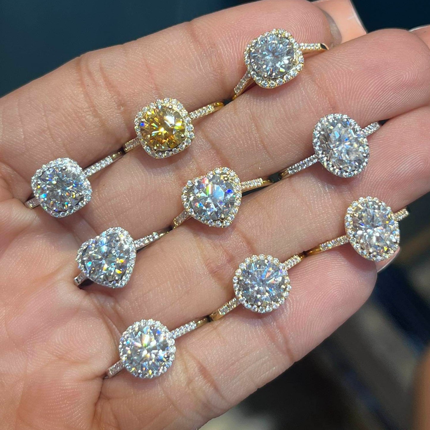Adjustable Moissanite Engagement Ring 18K Gold