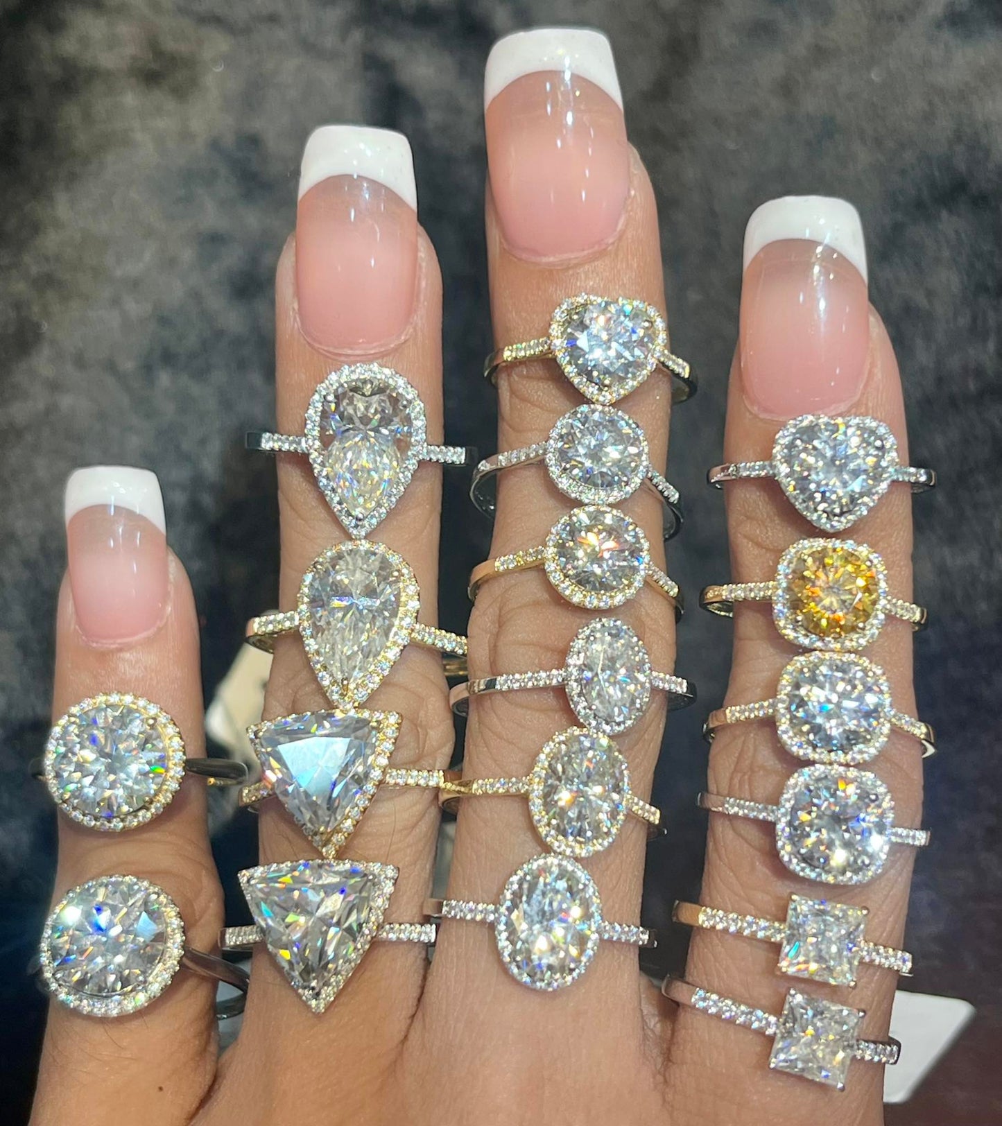 Adjustable Moissanite Engagement Ring 18K Gold
