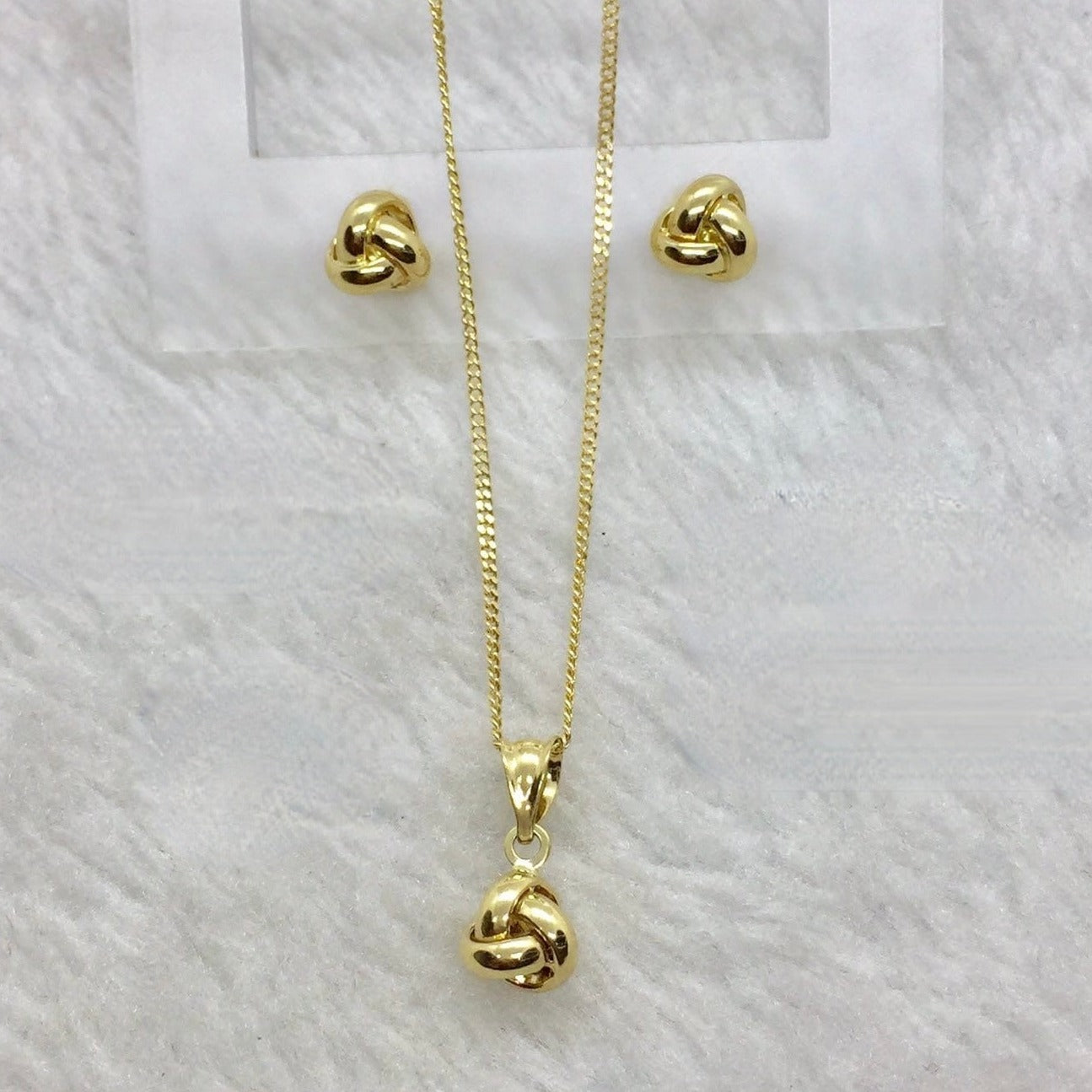 Jewellery 18 Carat Gold Necklace Set Knot Jewelry Set 18K Gold