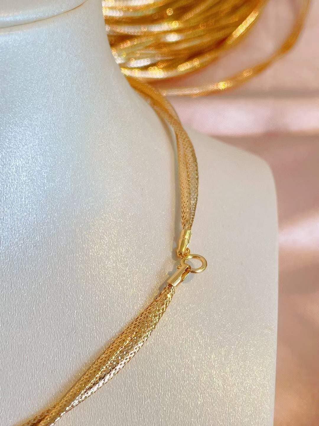 Double Strand Choker Necklace 18K Gold