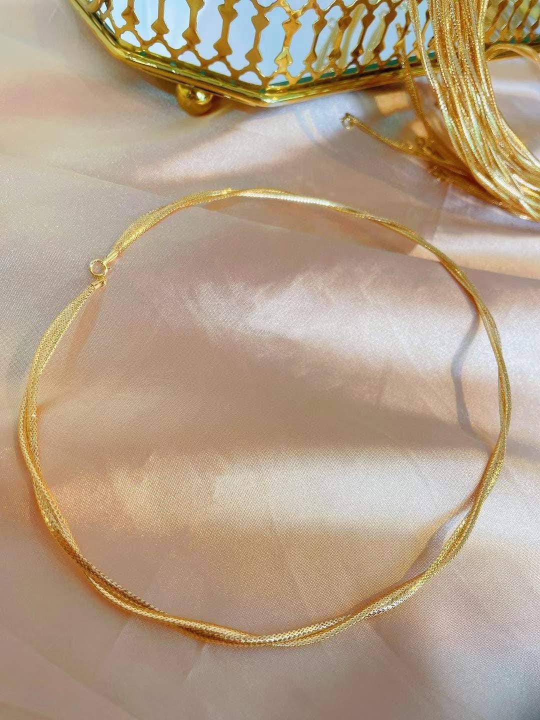 Double Strand Choker Necklace 18K Gold