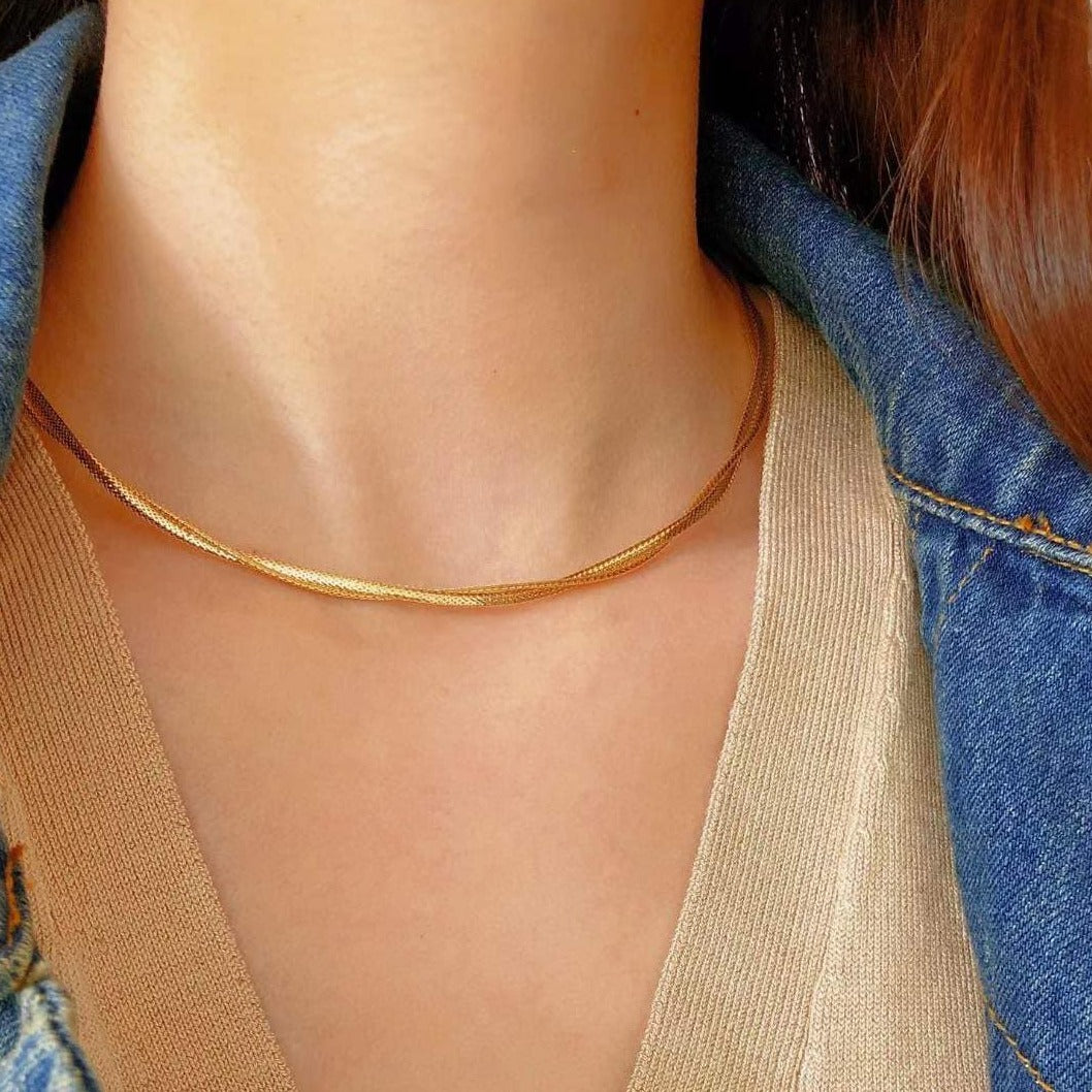 Double Strand Choker Necklace 18K Gold – ZNZ Jewelry Affordagold