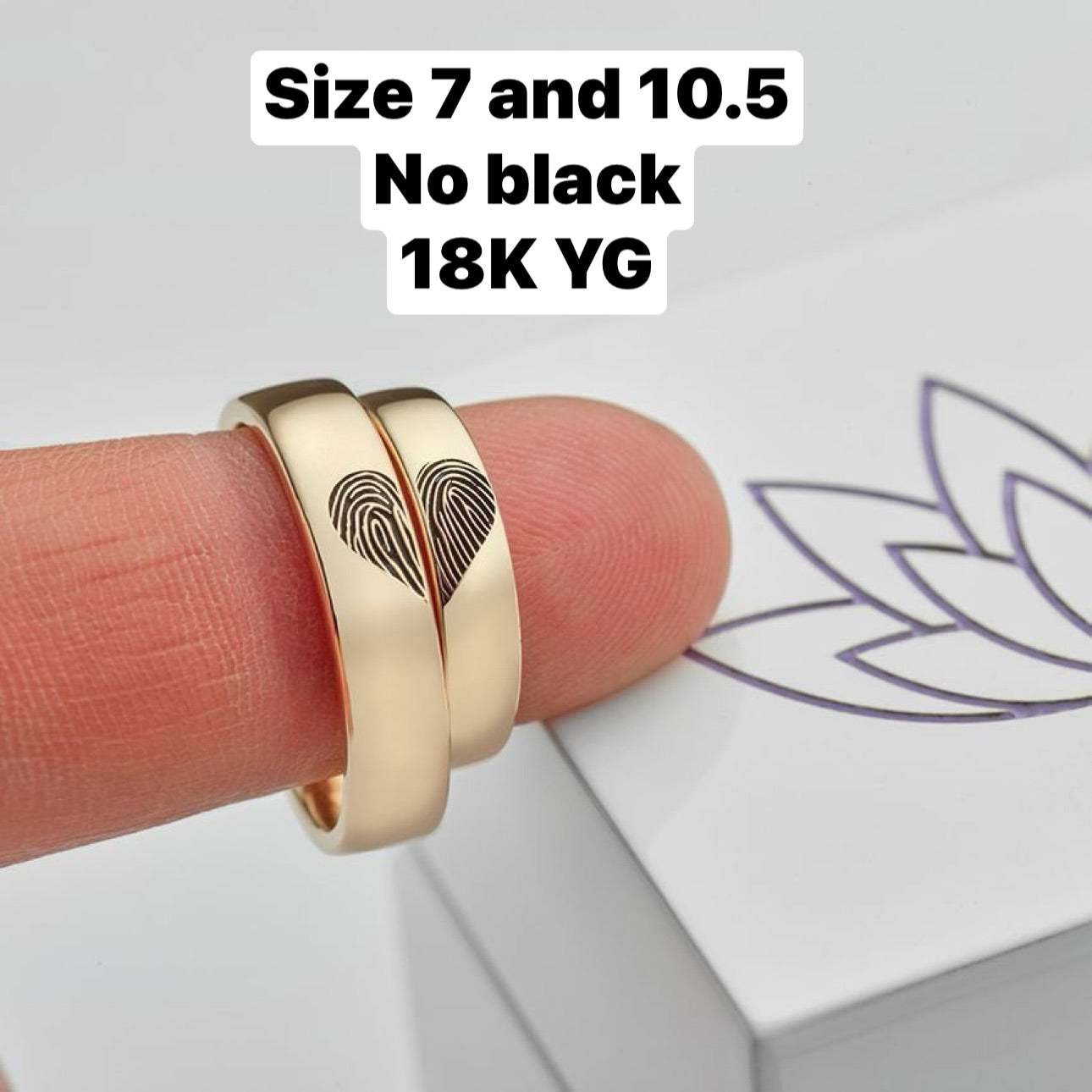 Custom Aramis Wedding Rings 18K Yellow Gold, Size 7&10.5, with Fingerprints