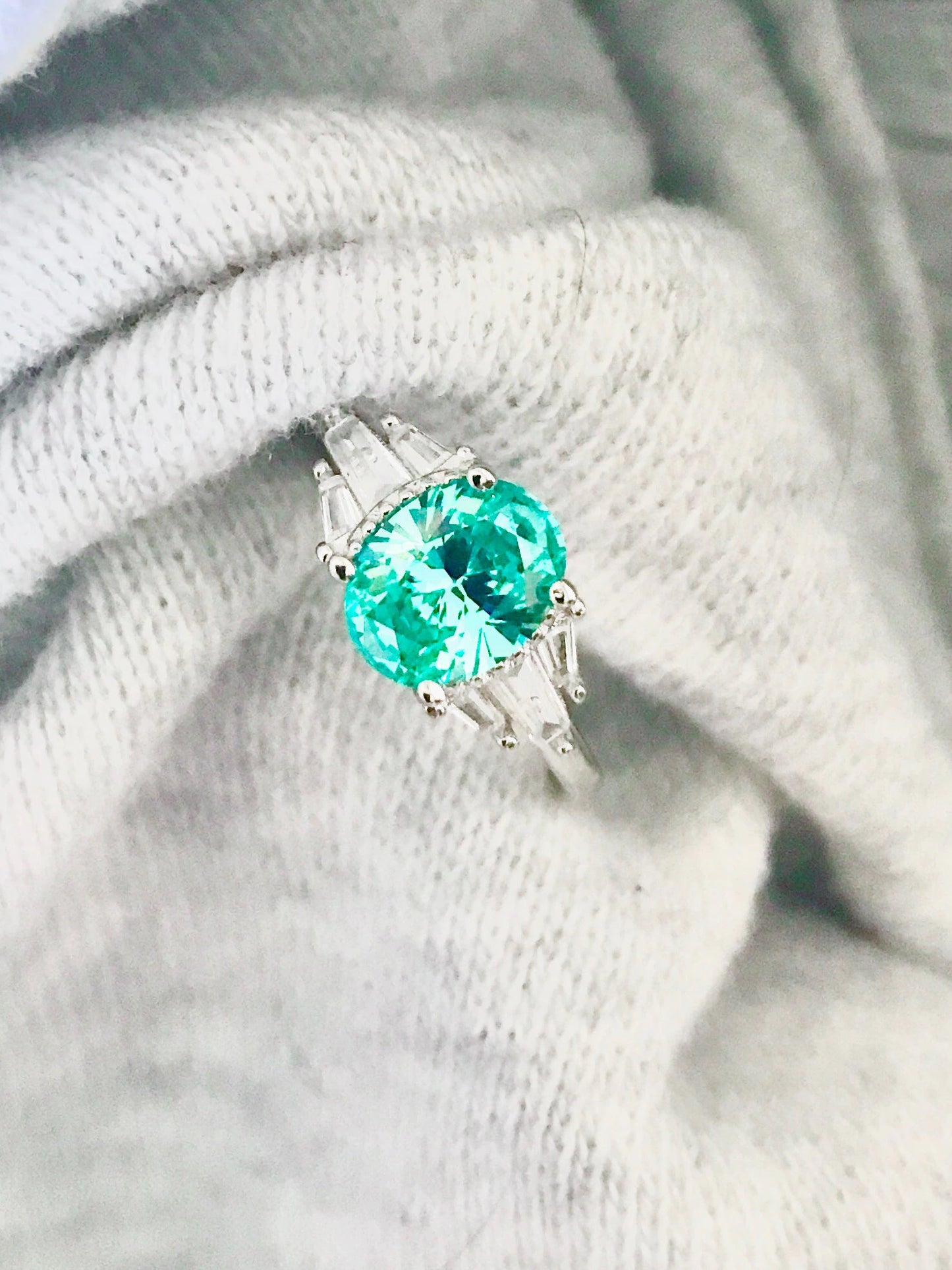 Mint Sapphire Paraiba Tourmaline Engagement/Women's Ring 925 Silver