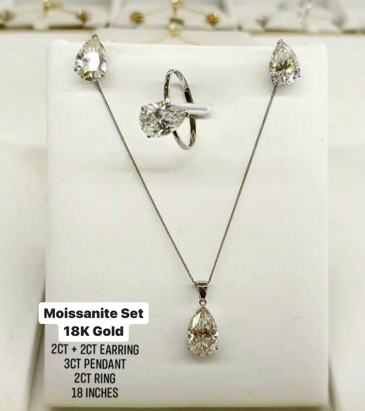 8 CT Pear Moissanite Stud Jewelry Set