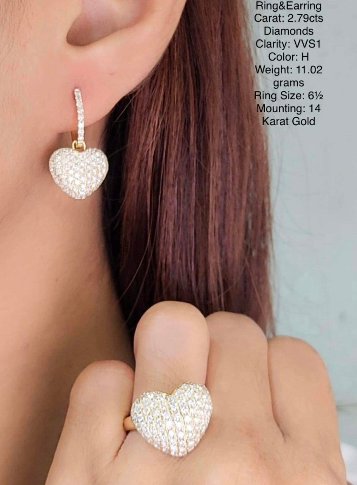 2.7ctw Heart Jewelry Set 14K Gold