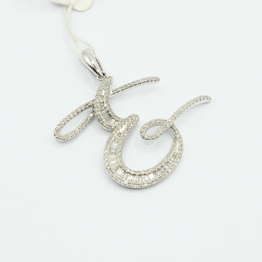 Letter E Diamond Pendant 14K