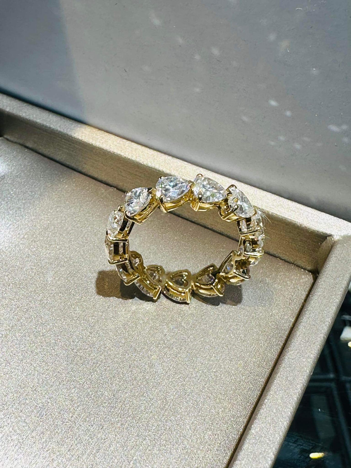 Heart Moissanite Full Eternity Wedding Ring /Women's Stacking Ring