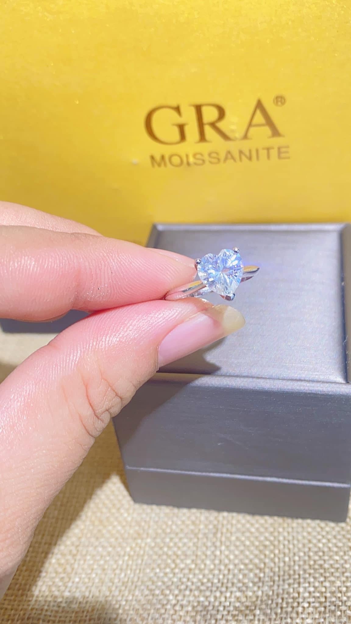 3 Carat Heart Moissanite Engagement Ring. High Quality Engagement Ring. Sterling Silver Promise Ring.