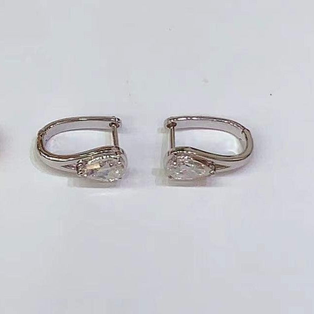 1ctw Pear Moissanite Bezel Earrings 18K