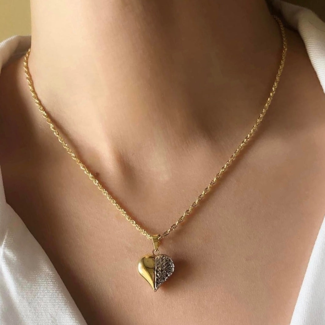 Two-Tone Heart Necklace