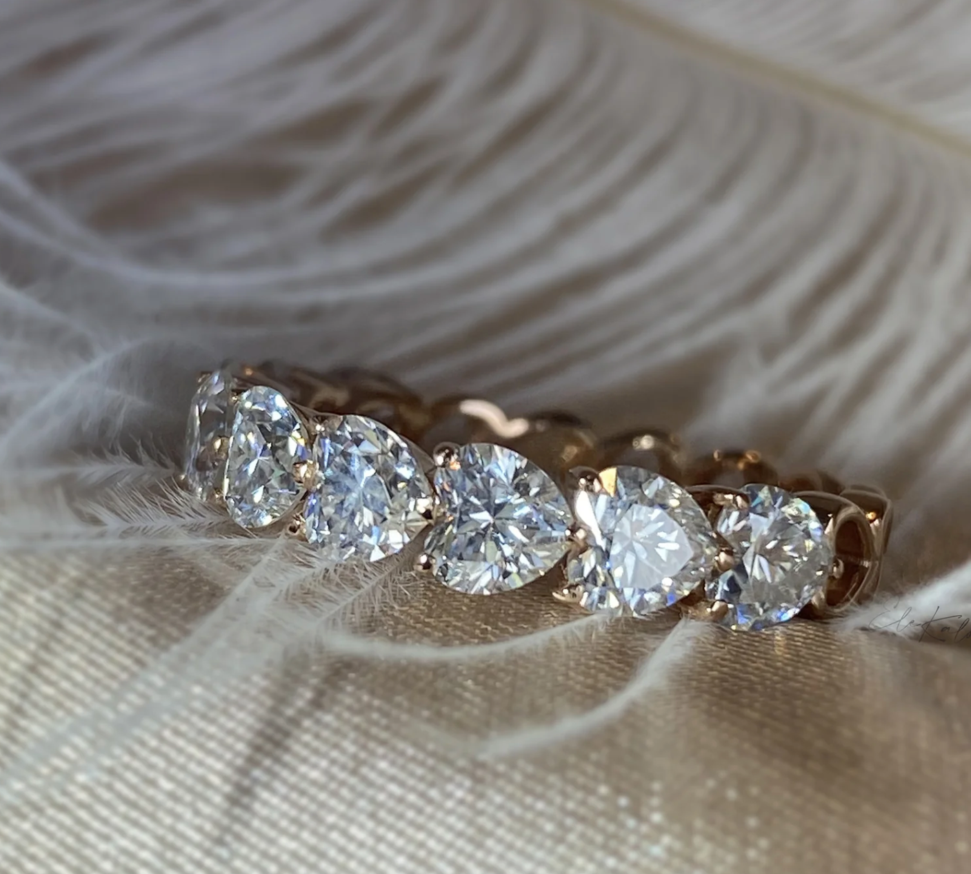 Heart Moissanite Full Eternity Wedding Ring /Women's Stacking Ring