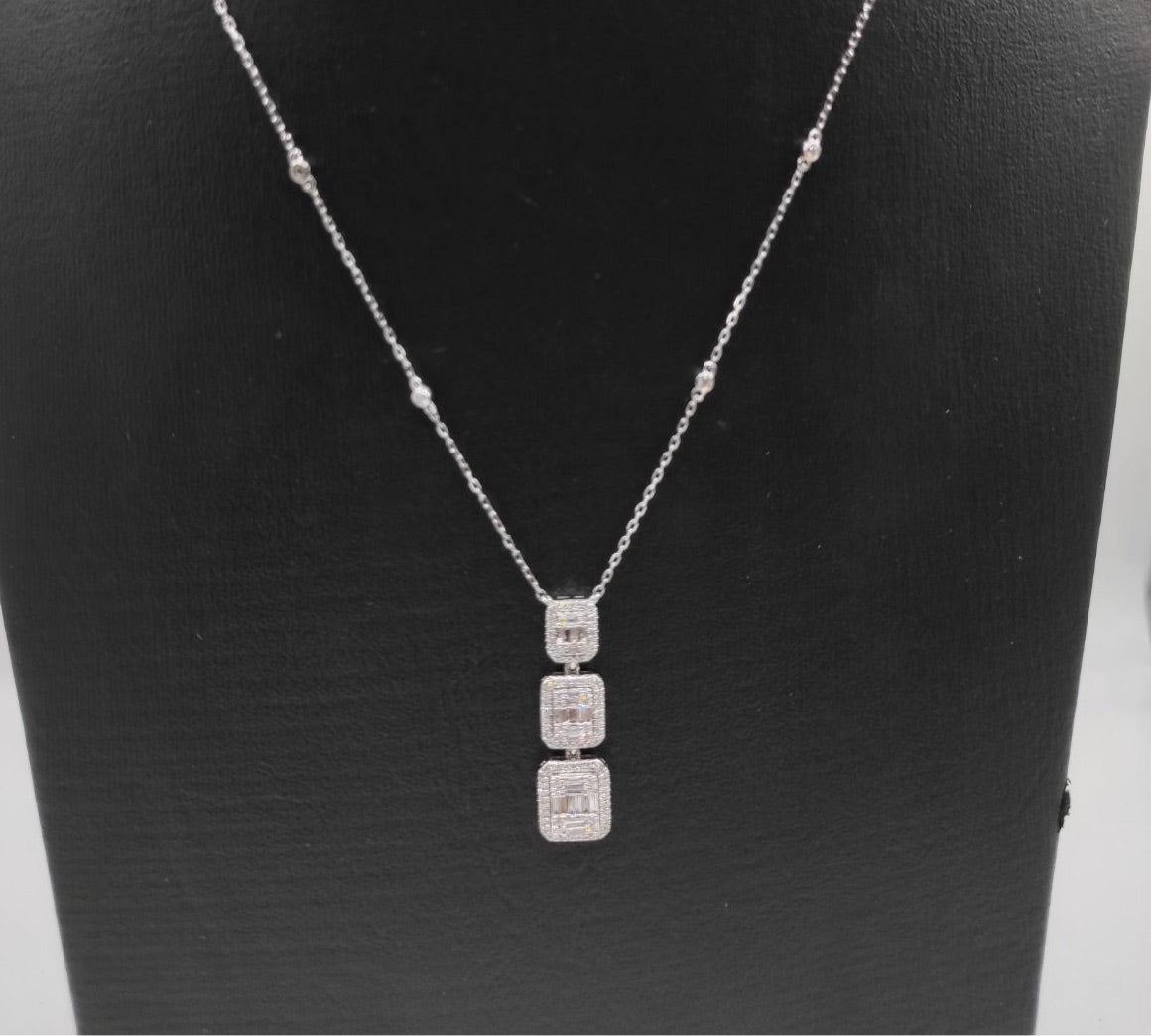 .80ct Ascending Emerald Diamond Necklace