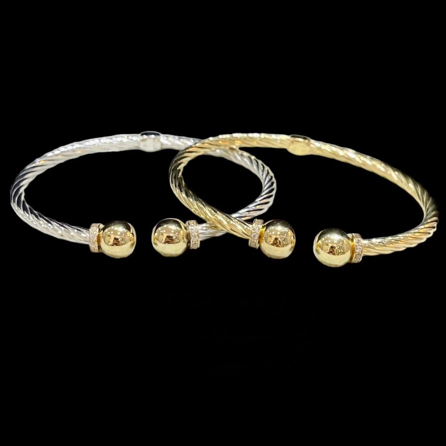 Open Studded Bangle 18K Gold