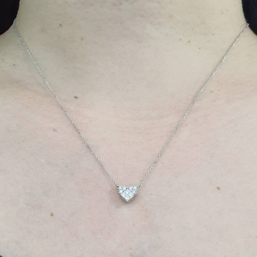 .25ctw Heart Diamond Sweetheart Necklace 14K White/Yellow Gold