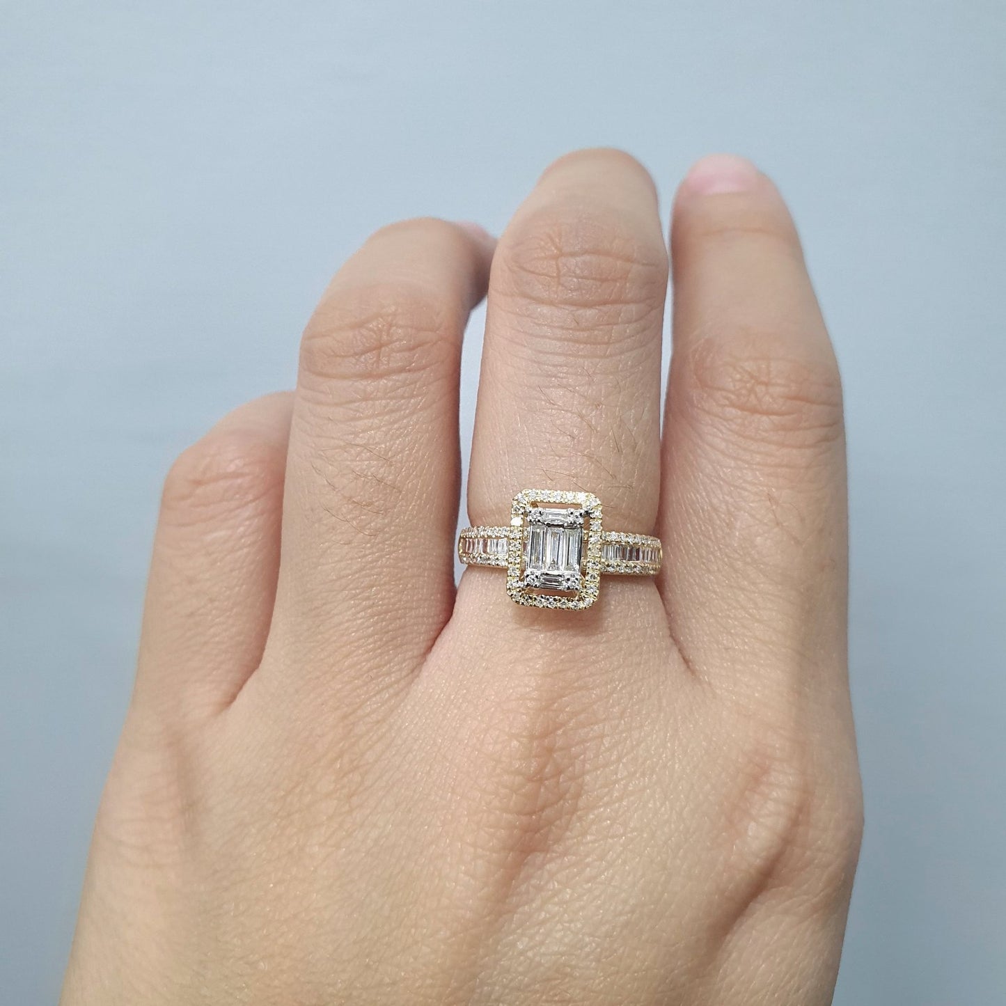 Milady Emerald Diamond Paved Engagement Ring 14K Gold