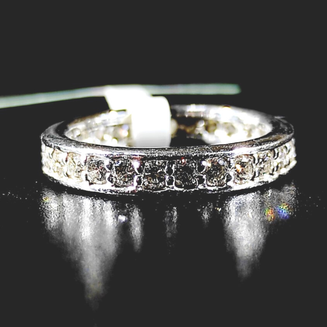 1.0ctw Half Eternity Diamond Ring 14K White Gold ZNZ Jewelry