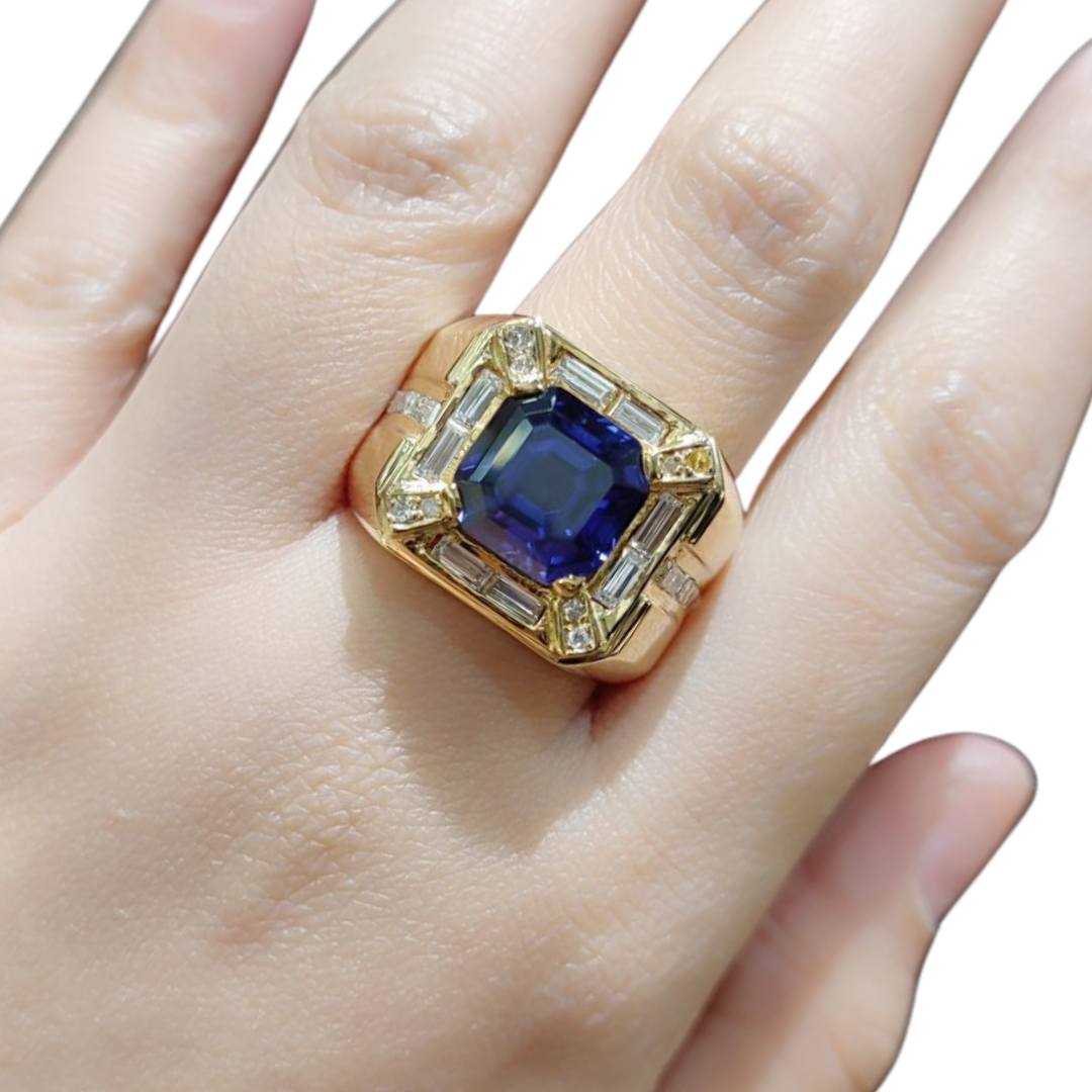 1.8ctw Diamond Baguette Men's Ring 18K Gold