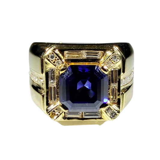 1.8ctw Diamond Baguette Men's Ring 18K Gold
