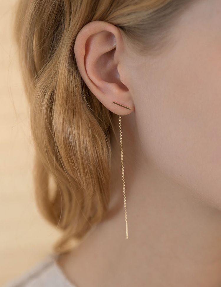 Dangling Line Earrings 18K Gold – ZNZ Jewelry Affordagold