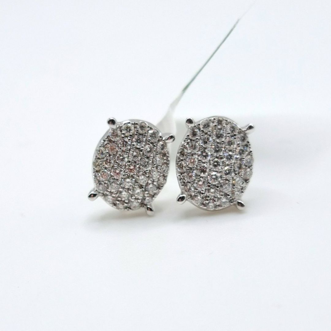 1.20 CTW Diamond Oval Earrings 14K White Gold