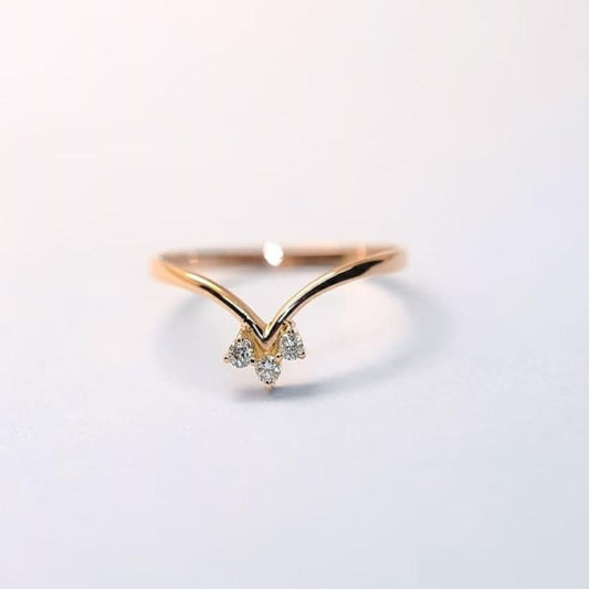 ARABELLA .06ctw Diamond Bridal V-Shaped Wedding Ring / Women's Stacking Ring