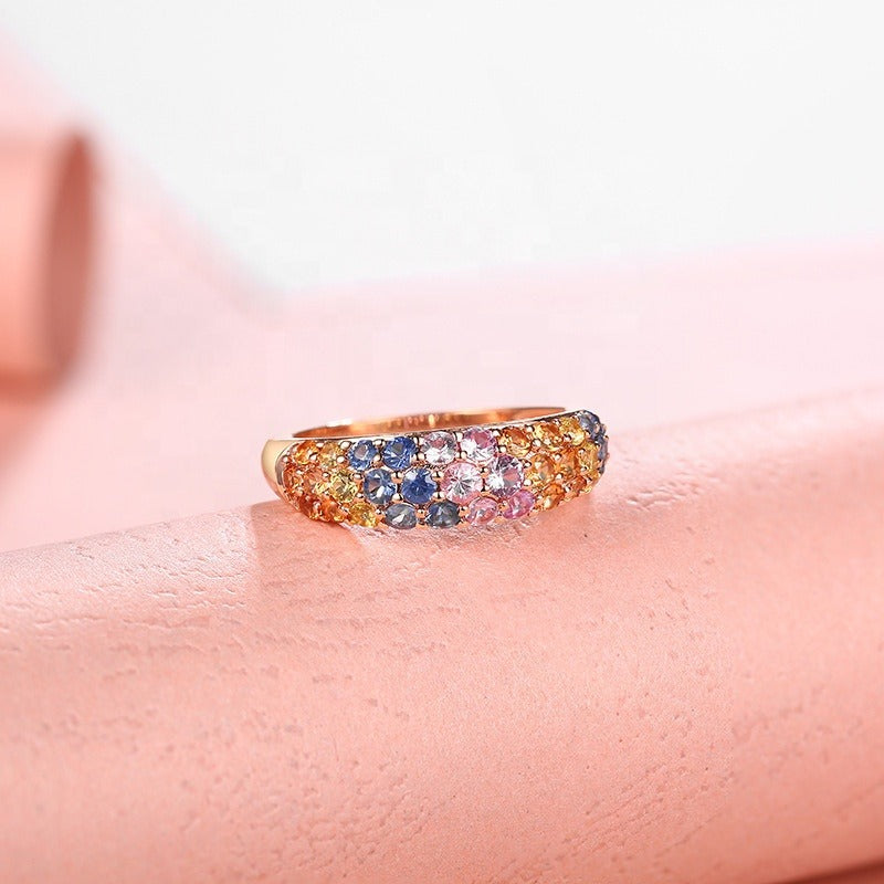 Sapphire Rainbow Ring 18K Gold