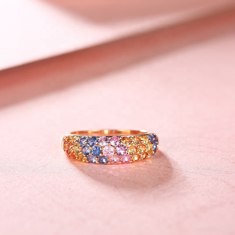 Sapphire Rainbow Ring 18K Gold