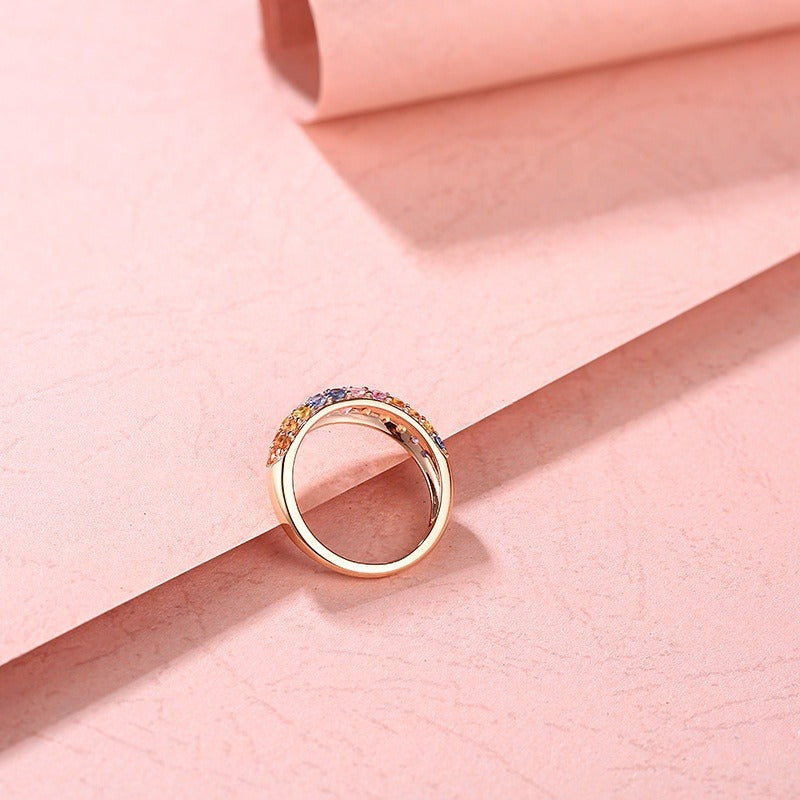 Sapphire Rainbow Ring 18K Gold