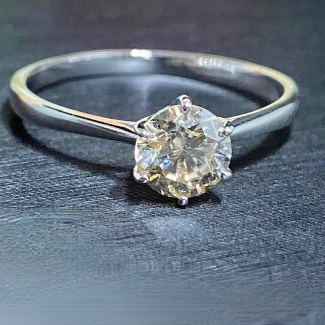 SOPHIE 1.0 CT Round Solitaire Diamond Engagement Ring 14K White Gold