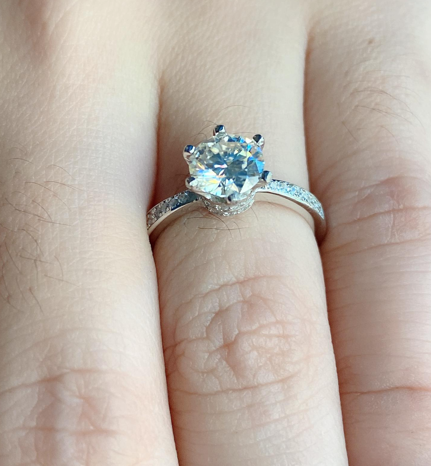 1 carat Moissanite Paved Engagement Ring. High Quality Engagement Ring. Sterling Silver Promise Ring.
