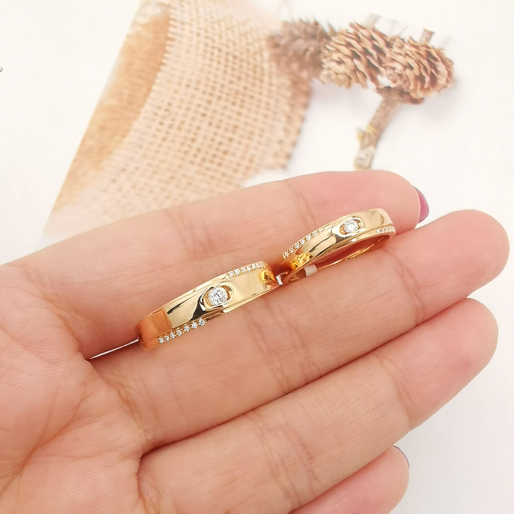 Lover Diamond Rose Gold Wedding Rings 18K