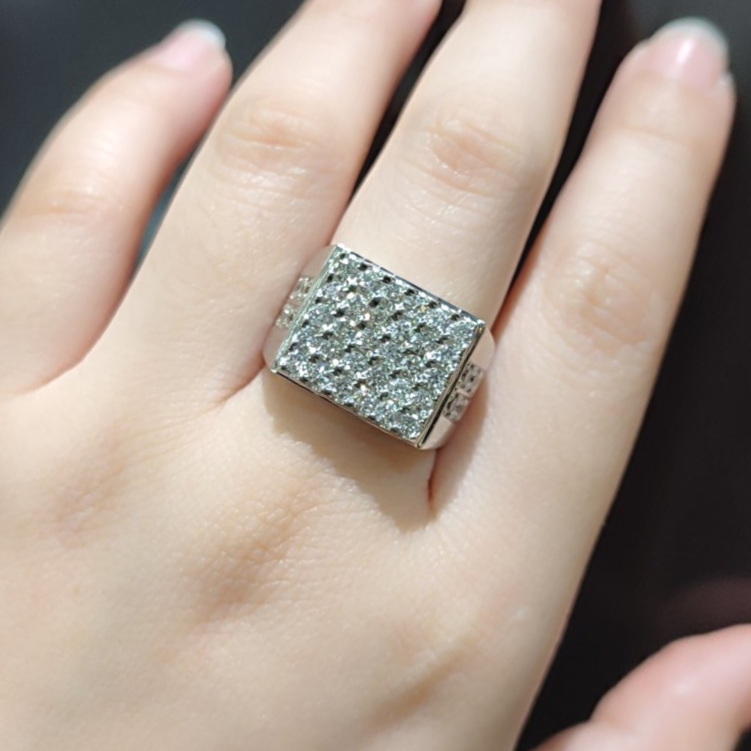 3.0ctw Diamond Geometric Men's Ring 14K White Gold