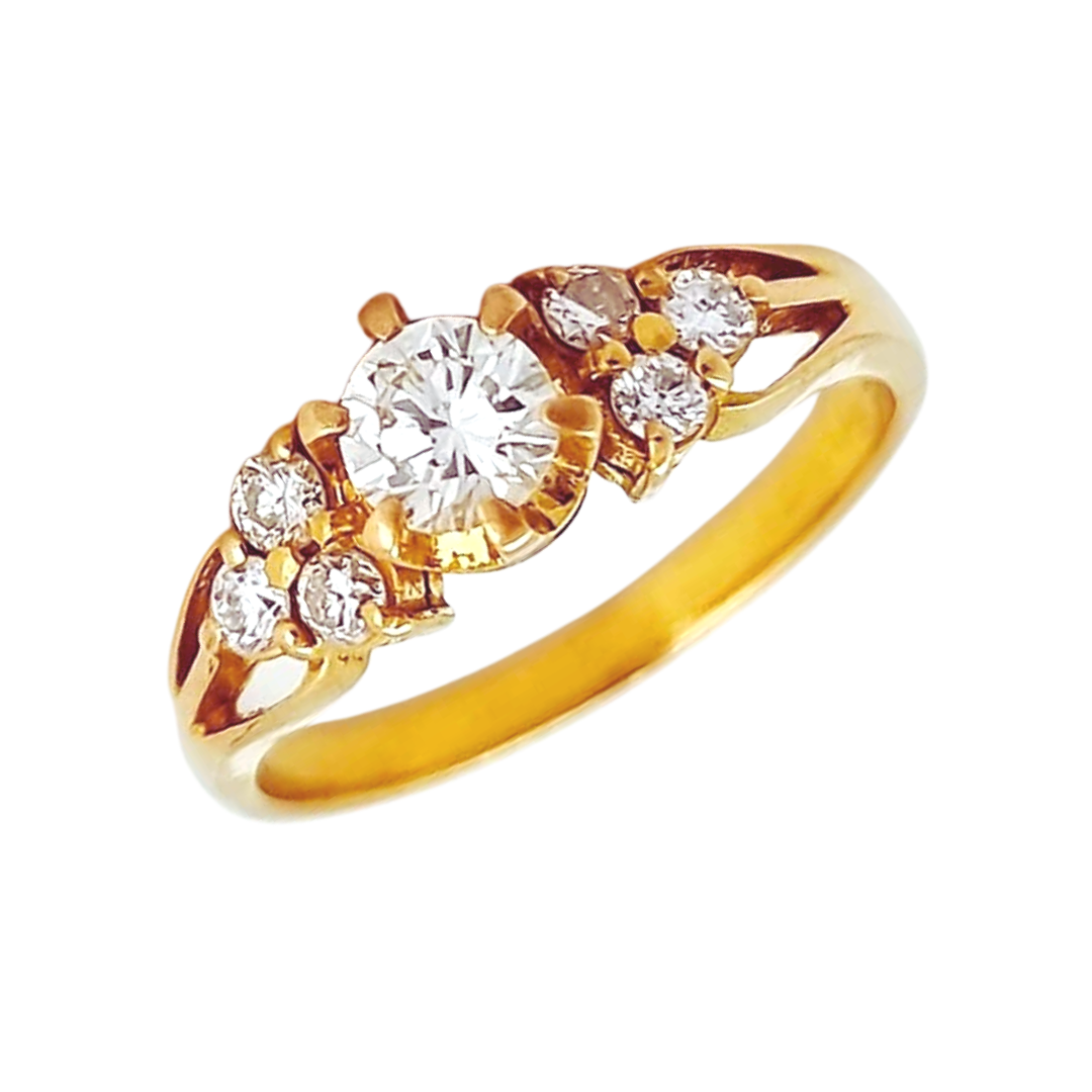 Diamond Cluster Engagement Ring 18K Yellow Gold - Main Image