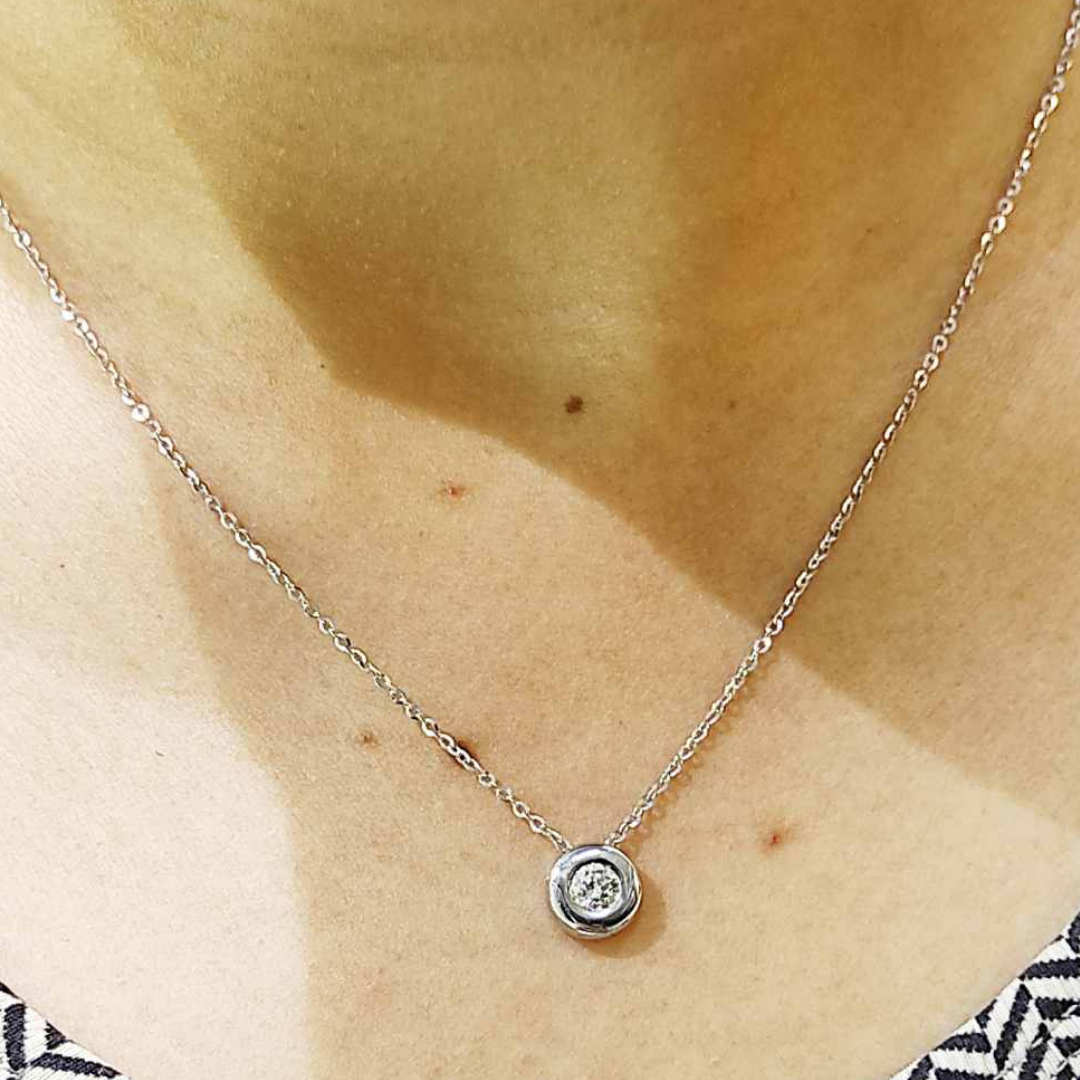 .30ctw Diamond Bezel Stud Necklace 14K White Gold