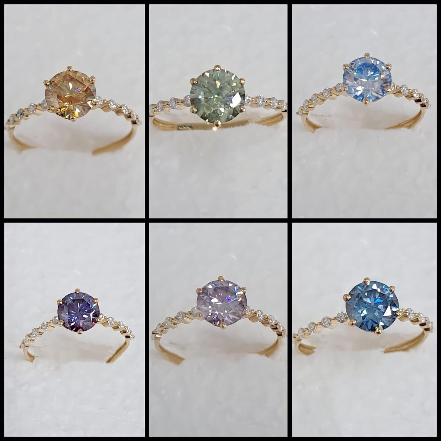 Adjustable Colored Moissanite Engagement/Birthstone Ring 18K Gold