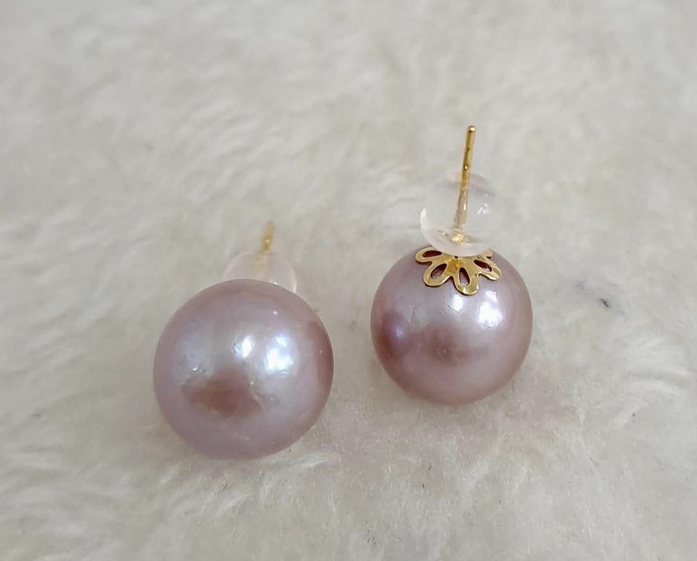Pink South Sea Pearl Jewelry Set 18K Gold, 11-12mm