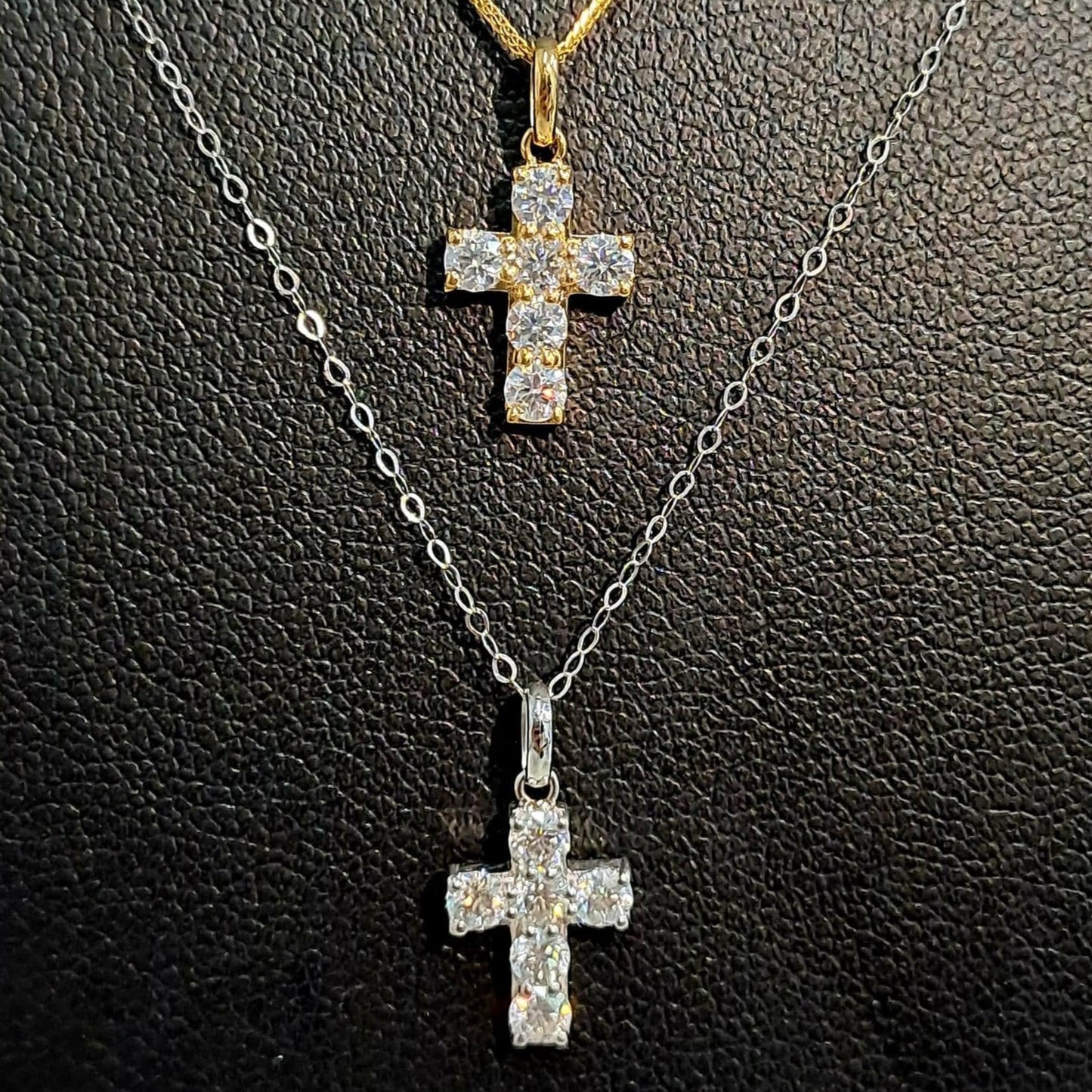 Moissanite Cross Pendant/Earrings 18K Gold